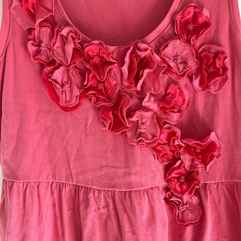Garnet Hill Womens size medium pink tank dress with floral appliqués - Picture 3 of 8